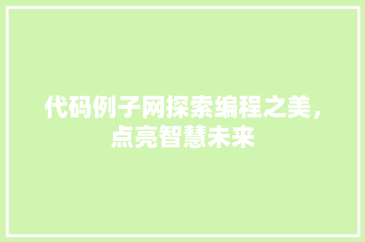 代码例子网探索编程之美，点亮智慧未来