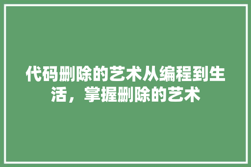 代码删除的艺术从编程到生活，掌握删除的艺术