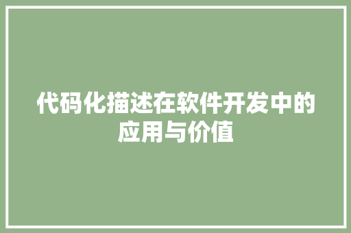 代码化描述在软件开发中的应用与价值