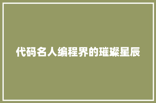 代码名人编程界的璀璨星辰