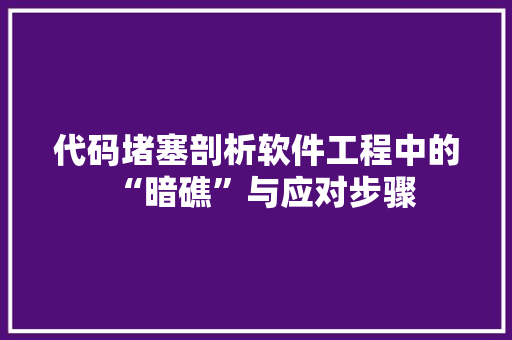 代码堵塞剖析软件工程中的“暗礁”与应对步骤  第1张