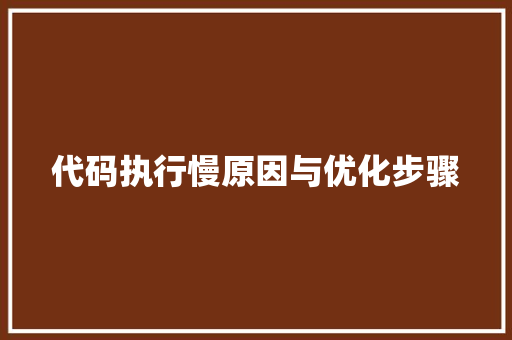 代码执行慢原因与优化步骤