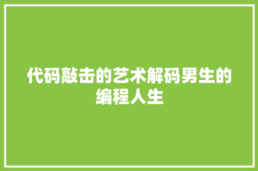 代码敲击的艺术解码男生的编程人生
