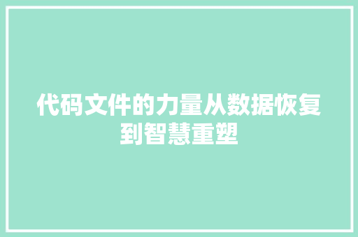 代码文件的力量从数据恢复到智慧重塑