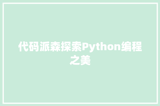 代码派森探索Python编程之美