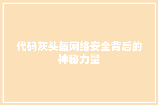 代码灰头盔网络安全背后的神秘力量