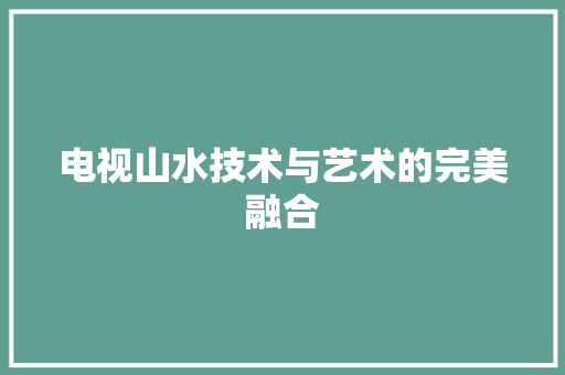 电视山水技术与艺术的完美融合