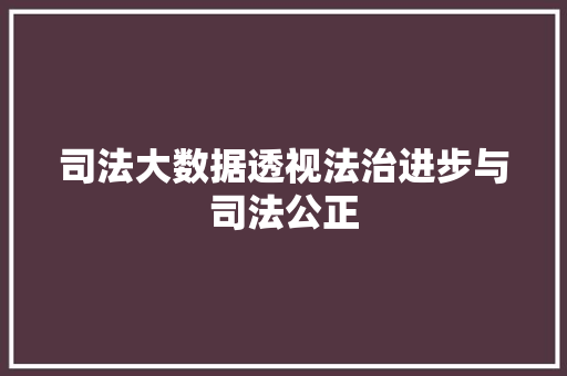司法大数据透视法治进步与司法公正