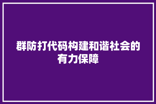 群防打代码构建和谐社会的有力保障