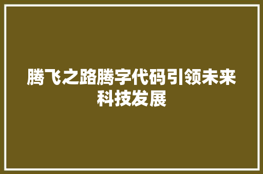 腾飞之路腾字代码引领未来科技发展