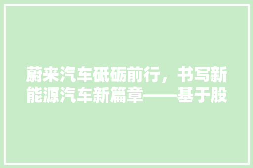 蔚来汽车砥砺前行，书写新能源汽车新篇章——基于股票代码的分析