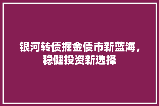银河转债掘金债市新蓝海，稳健投资新选择