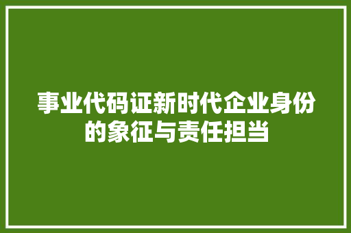 事业代码证新时代企业身份的象征与责任担当