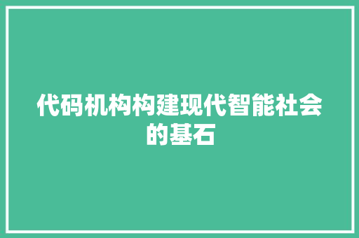 代码机构构建现代智能社会的基石