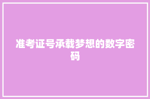 准考证号承载梦想的数字密码