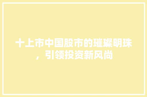 十上市中国股市的璀璨明珠，引领投资新风尚