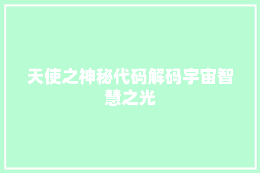 天使之神秘代码解码宇宙智慧之光  第1张