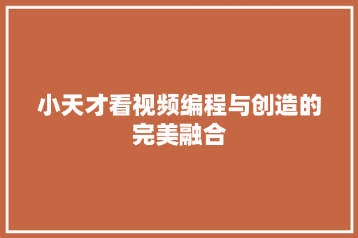 小天才看视频编程与创造的完美融合