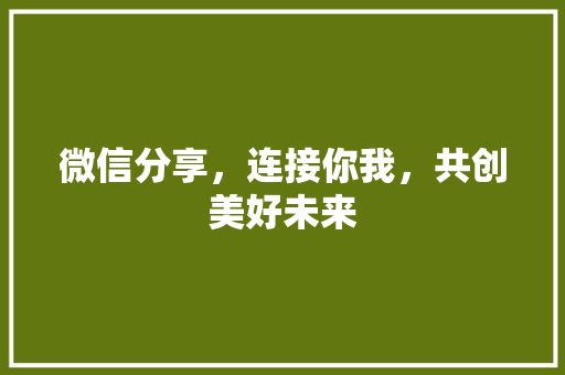 微信分享，连接你我，共创美好未来