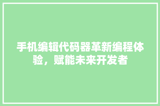 手机编辑代码器革新编程体验，赋能未来开发者