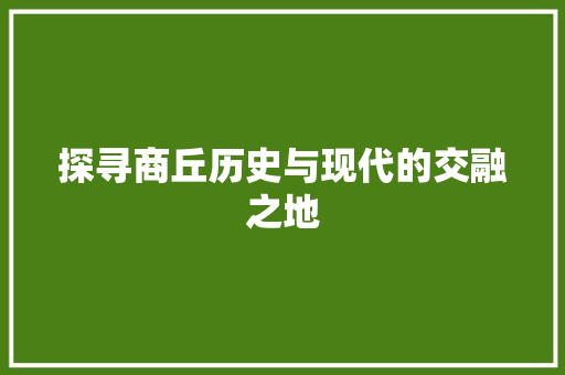 探寻商丘历史与现代的交融之地