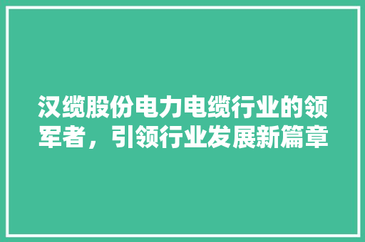 汉缆股份电力电缆行业的领军者，引领行业发展新篇章