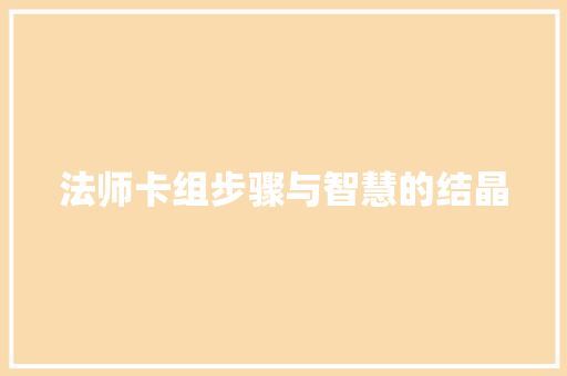法师卡组步骤与智慧的结晶  第1张