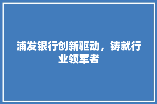 浦发银行创新驱动，铸就行业领军者
