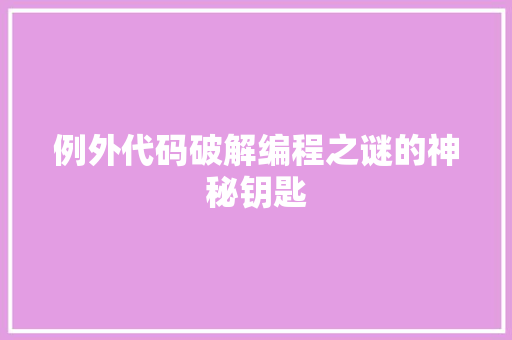 例外代码破解编程之谜的神秘钥匙