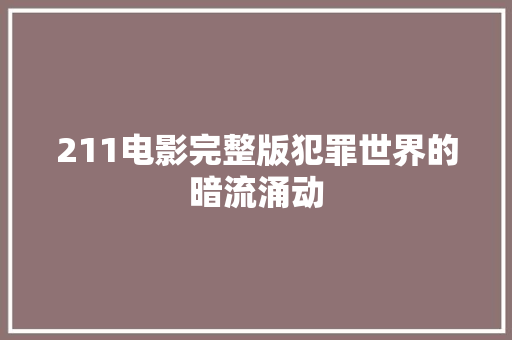 211电影完整版犯罪世界的暗流涌动