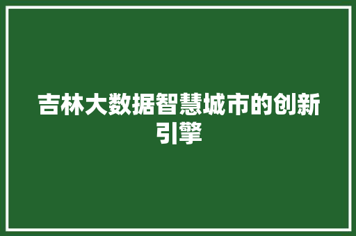 吉林大数据智慧城市的创新引擎  第1张