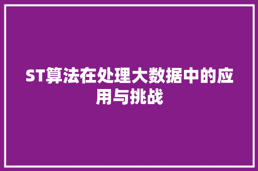 ST算法在处理大数据中的应用与挑战
