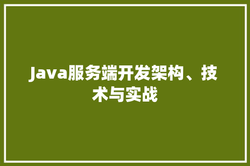 Java服务端开发架构、技术与实战  第1张
