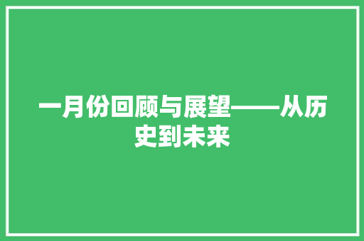 一月份回顾与展望——从历史到未来