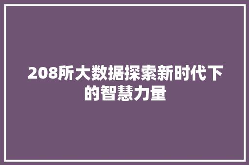 208所大数据探索新时代下的智慧力量