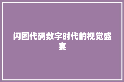 闪图代码数字时代的视觉盛宴