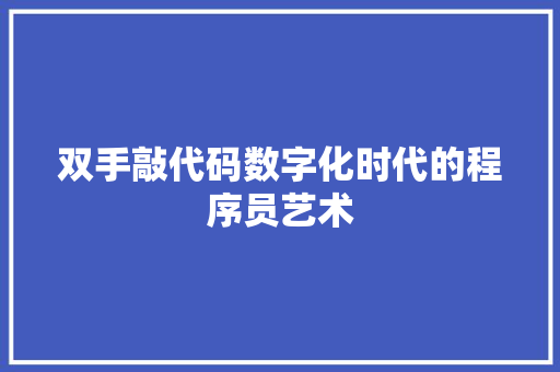 双手敲代码数字化时代的程序员艺术