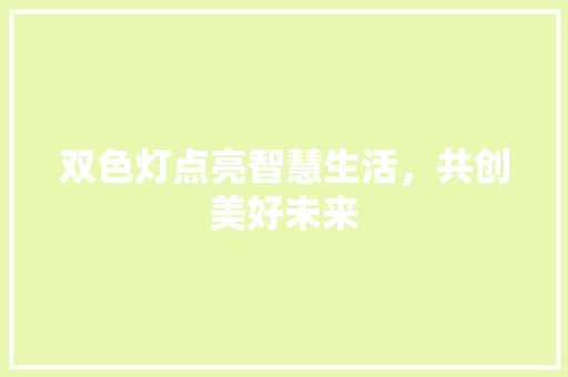双色灯点亮智慧生活，共创美好未来