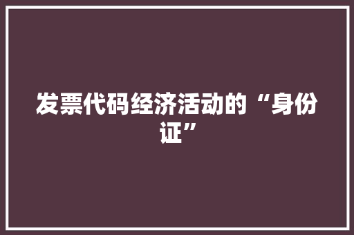 发票代码经济活动的“身份证”