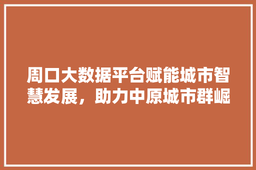 周口大数据平台赋能城市智慧发展，助力中原城市群崛起  第1张