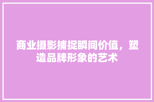 商业摄影捕捉瞬间价值，塑造品牌形象的艺术  第1张