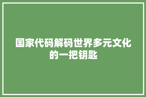 国家代码解码世界多元文化的一把钥匙