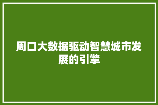 周口大数据驱动智慧城市发展的引擎