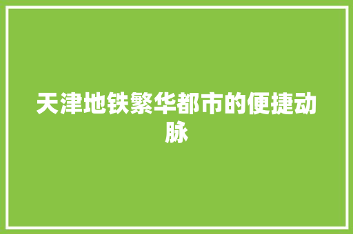 天津地铁繁华都市的便捷动脉