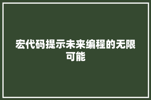 宏代码提示未来编程的无限可能