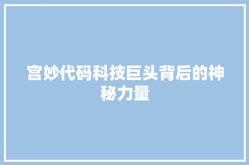 宫妙代码科技巨头背后的神秘力量