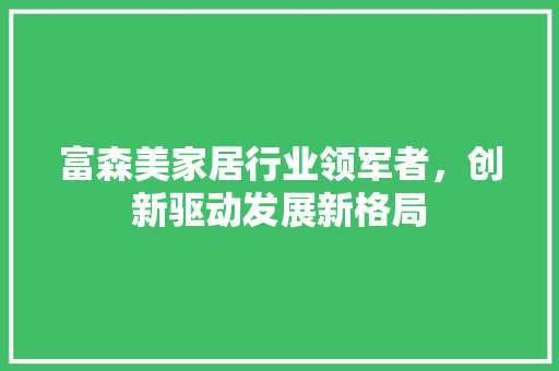 富森美家居行业领军者，创新驱动发展新格局