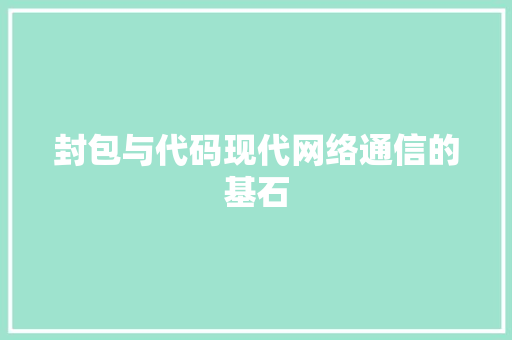 封包与代码现代网络通信的基石