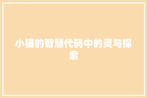 小猫的智慧代码中的灵与探索
