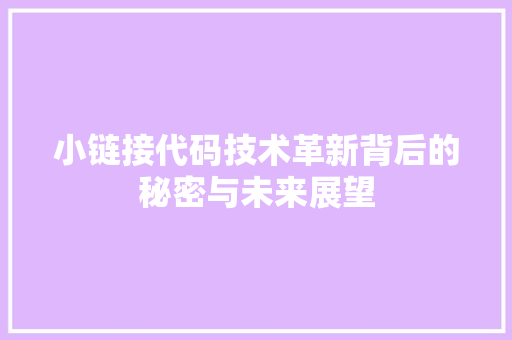 小链接代码技术革新背后的秘密与未来展望